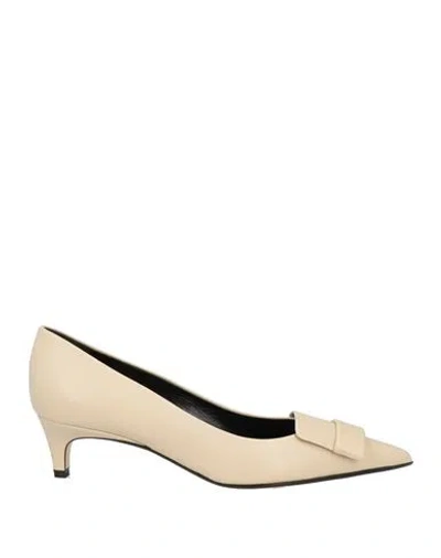 Sergio Rossi Woman Pumps Beige Size 7.5 Leather