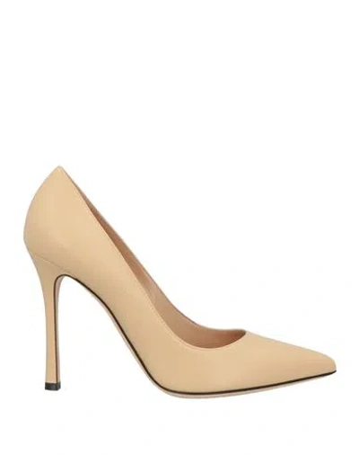 Sergio Rossi Woman Pumps Beige Size 9 Leather In Multi