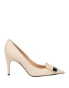 Sergio Rossi Woman Pumps Beige Size 9.5 Leather In Sand
