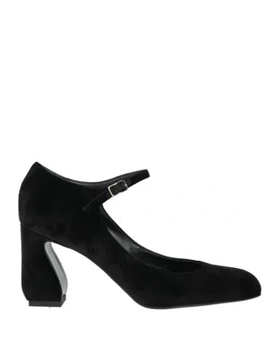 Sergio Rossi Woman Pumps Black Size 11 Textile Fibers In Animal Print