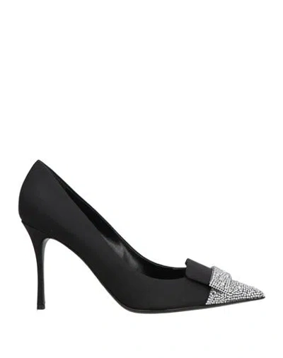 Sergio Rossi Woman Pumps Black Size 5 Textile Fibers In Multi