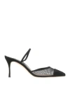 Sergio Rossi Woman Pumps Black Size 6 Leather, Textile Fibers In Black