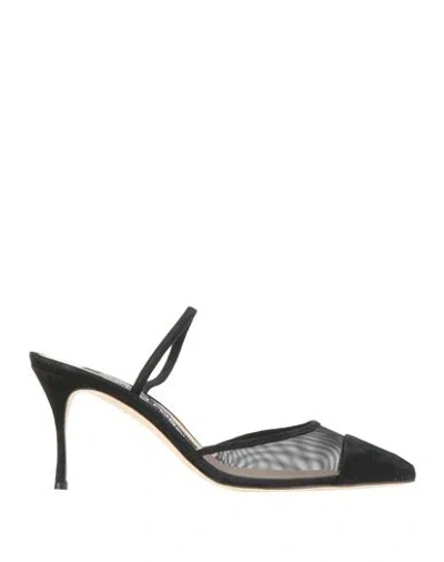 Sergio Rossi Woman Pumps Black Size 6 Leather, Textile Fibers