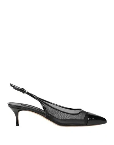 Sergio Rossi Woman Pumps Black Size 6 Leather, Textile Fibers In Multi
