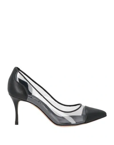 Sergio Rossi Woman Pumps Black Size 7 Leather, Synthetic Material