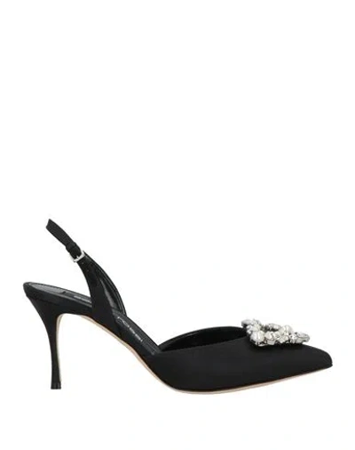 Sergio Rossi Woman Pumps Black Size 7 Textile Fibers In Animal Print