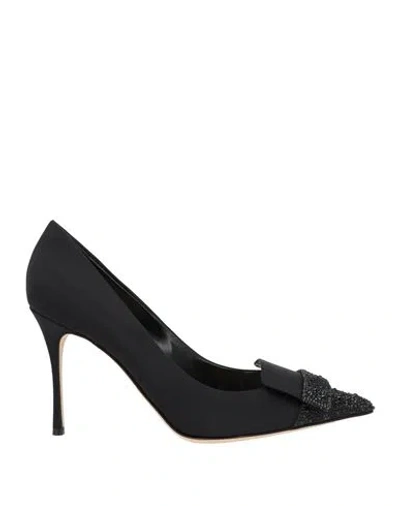 Sergio Rossi Woman Pumps Black Size 10 Textile Fibers