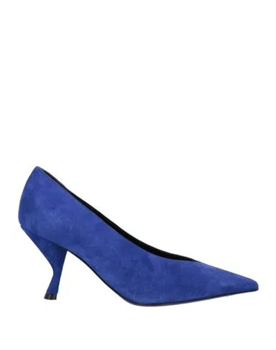 Sergio Rossi Woman Pumps Blue Size 8 Leather