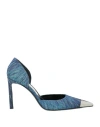 Sergio Rossi Woman Pumps Blue Size 8 Textile Fibers In Blue