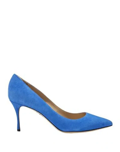 Sergio Rossi Woman Pumps Blue Size 9 Soft Leather