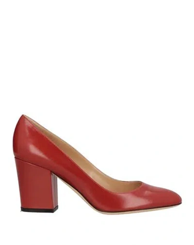 Sergio Rossi Woman Pumps Brick Size 7 Leather In Red
