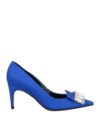 Sergio Rossi Woman Pumps Bright Blue Size 6 Textile Fibers