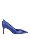 Sergio Rossi Woman Pumps Bright Blue Size 7 Leather