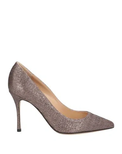 Sergio Rossi Woman Pumps Bronze Size 4 Textile Fibers In Yellow