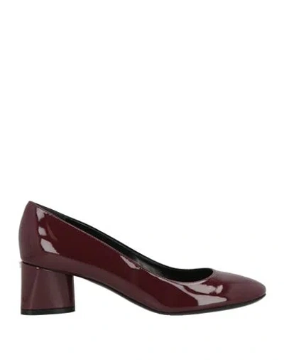 Sergio Rossi Woman Pumps Burgundy Size 7 Leather