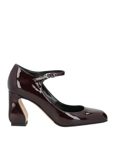 Sergio Rossi Woman Pumps Burgundy Size 7 Leather In Red