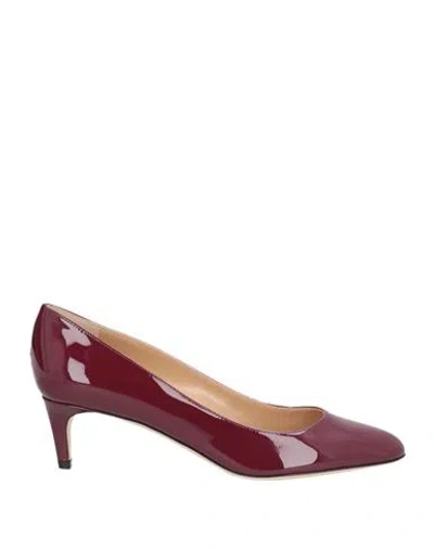 Sergio Rossi Woman Pumps Burgundy Size 8 Leather In Red