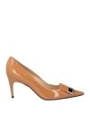 Sergio Rossi Woman Pumps Camel Size 10 Leather In Pink