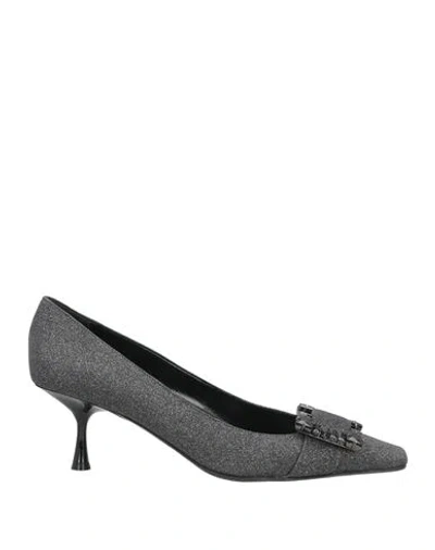 Sergio Rossi Woman Pumps Charcoal Size 5 Textile Fibers In Gray