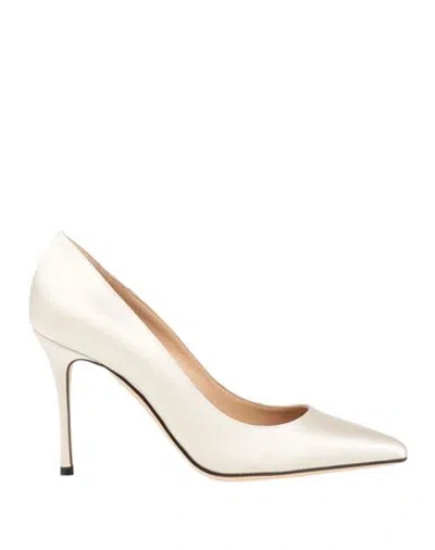 Sergio Rossi Woman Pumps Cream Size 6 Textile Fibers In White