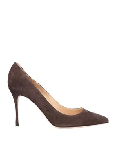 Sergio Rossi Woman Pumps Dark Brown Size 6 Soft Leather