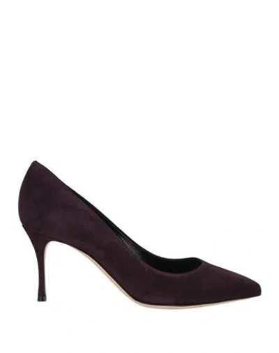 Sergio Rossi Woman Pumps Dark Purple Size 6 Leather