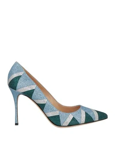 Sergio Rossi Woman Pumps Deep Teal Size 9 Synthetic Material In Blue