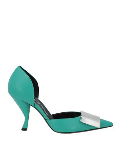Sergio Rossi Woman Pumps Emerald Green Size 6.5 Leather