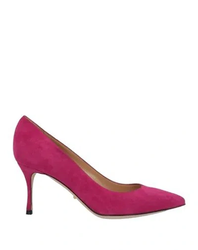 Sergio Rossi Woman Pumps Fuchsia Size 5 Soft Leather In Pink