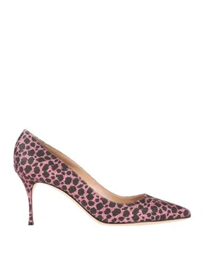Sergio Rossi Woman Pumps Fuchsia Size 5.5 Textile Fibers In Pink