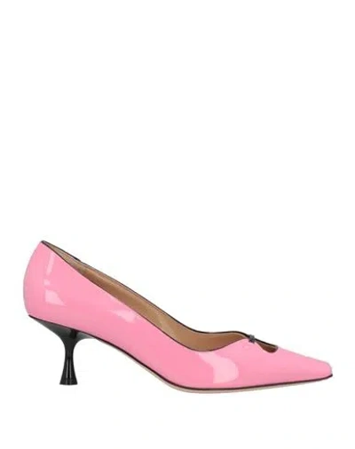 Sergio Rossi Woman Pumps Fuchsia Size 6 Calfskin In Pink