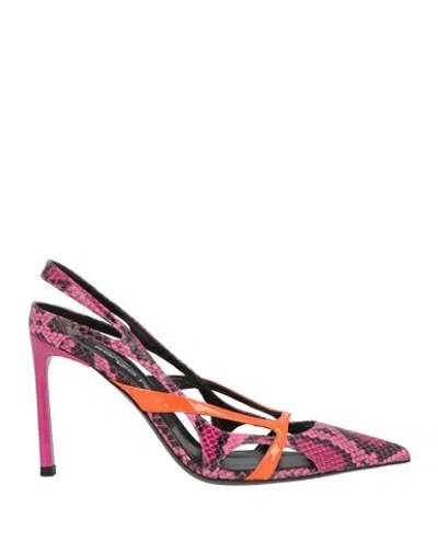 Sergio Rossi Woman Pumps Fuchsia Size 6 Leather In Pink