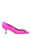 Sergio Rossi Woman Pumps Fuchsia Size 6.5 Textile Fibers In Pink
