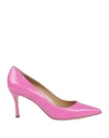 Sergio Rossi Woman Pumps Fuchsia Size 7.5 Leather In Pink