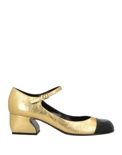Sergio Rossi Woman Pumps Gold Size 6.5 Leather In Multi