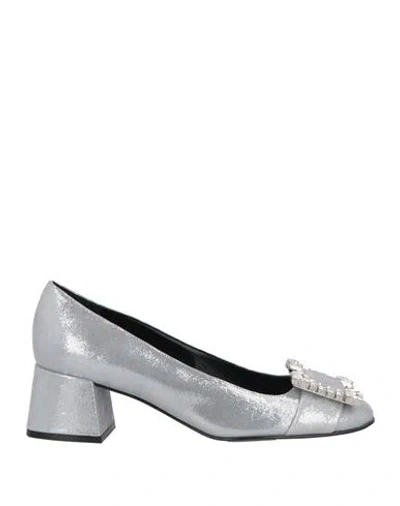 Sergio Rossi Woman Pumps Grey Size 6 Leather