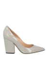 Sergio Rossi Woman Pumps Grey Size 6.5 Leather