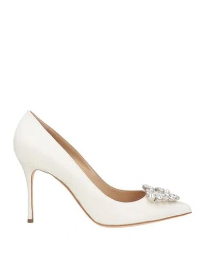 Sergio Rossi Woman Pumps Ivory Size 10.5 Textile Fibers In Multi