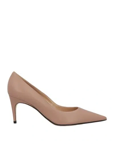 Sergio Rossi Woman Pumps Light Brown Size 10.5 Leather In Pink