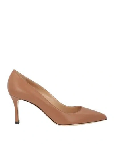 Sergio Rossi Woman Pumps Light Brown Size 7 Leather In Beige