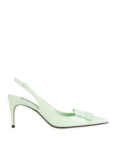 Sergio Rossi Woman Pumps Light Green Size 8 Leather