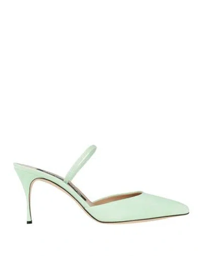 Sergio Rossi Woman Pumps Light Green Size 8.5 Soft Leather