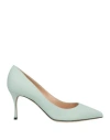 Sergio Rossi Woman Pumps Light Green Size 7 Leather In Sage Green