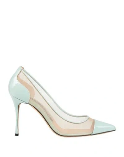 Sergio Rossi Woman Pumps Light Green Size 8 Leather