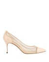 Sergio Rossi Woman Pumps Light Pink Size 11 Leather, Textile Fibers