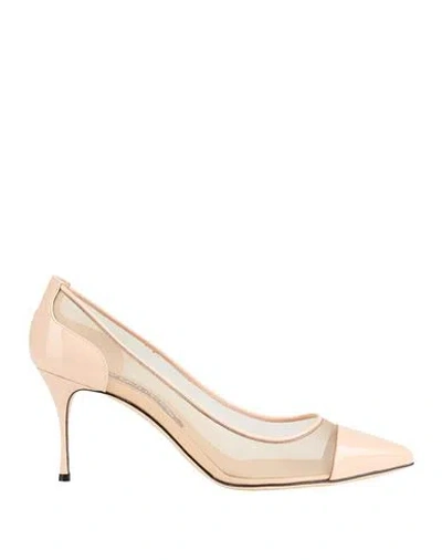 Sergio Rossi Woman Pumps Light Pink Size 11 Leather, Textile Fibers
