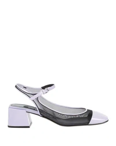 Sergio Rossi Woman Pumps Lilac Size 6.5 Leather, Textile Fibers In Purple