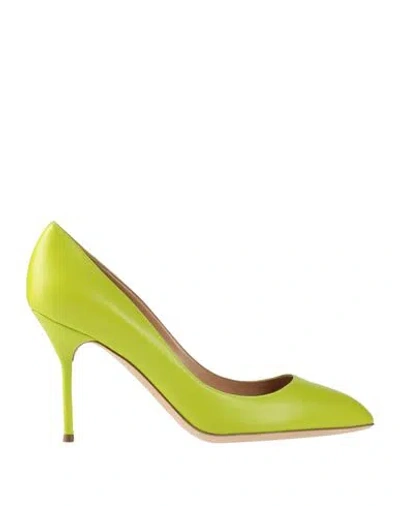 Sergio Rossi Woman Pumps Lime Green Size 7 Leather