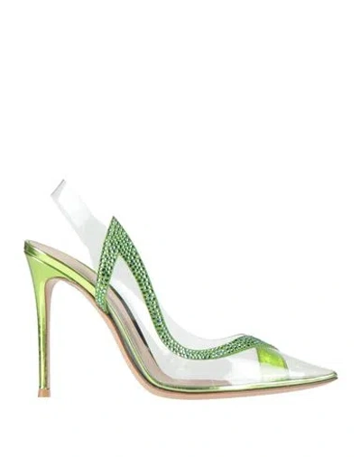Sergio Rossi Woman Pumps Lime Green Size 8 Leather, Plastic In Multi