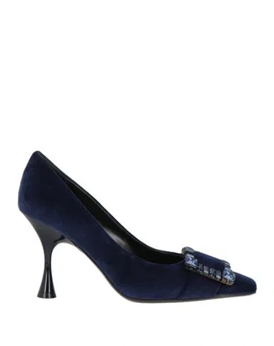 Sergio Rossi Woman Pumps Midnight Blue Size 6 Textile Fibers